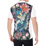 Blue Japanese Dragon Tattoo Print Men's Shirt