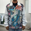 Blue Japanese Dragon Tattoo Print Men's Shirt Jacket