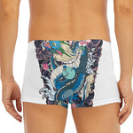 Blue Japanese Dragon Tattoo Print Men's Short Boxer Briefs