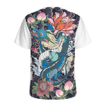 Blue Japanese Dragon Tattoo Print Men's Sports T-Shirt