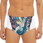 Blue Japanese Dragon Tattoo Print Men's Triangle Swim Briefs