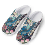 Blue Japanese Dragon Tattoo Print Mesh Casual Shoes