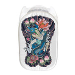 Blue Japanese Dragon Tattoo Print Mesh Laundry Hamper