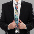 Blue Japanese Dragon Tattoo Print Necktie