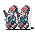 Blue Japanese Dragon Tattoo Print Oven Mitts