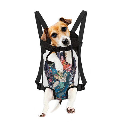 Blue Japanese Dragon Tattoo Print Pet Carrier Backpack
