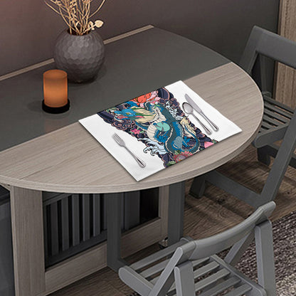 Blue Japanese Dragon Tattoo Print Placemat