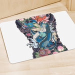 Blue Japanese Dragon Tattoo Print Polyester Doormat