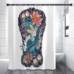 Blue Japanese Dragon Tattoo Print Premium Shower Curtain