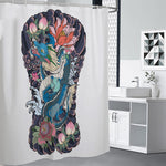 Blue Japanese Dragon Tattoo Print Premium Shower Curtain