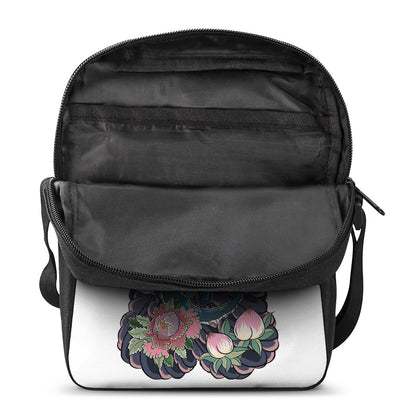 Blue Japanese Dragon Tattoo Print Rectangular Crossbody Bag