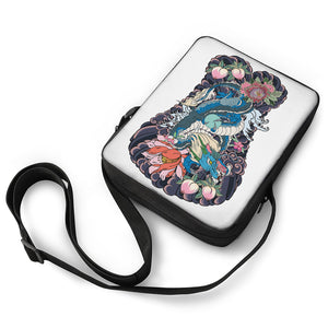 Blue Japanese Dragon Tattoo Print Rectangular Crossbody Bag