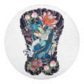Blue Japanese Dragon Tattoo Print Round Blanket