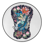 Blue Japanese Dragon Tattoo Print Round Floor Mat
