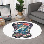 Blue Japanese Dragon Tattoo Print Round Rug