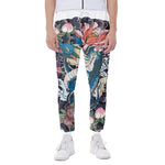 Blue Japanese Dragon Tattoo Print Scuba Joggers