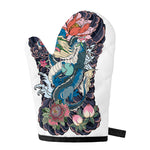 Blue Japanese Dragon Tattoo Print Single Oven Mitt