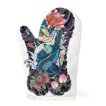 Blue Japanese Dragon Tattoo Print Single Oven Mitt
