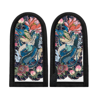 Blue Japanese Dragon Tattoo Print Skillet Handle Cover