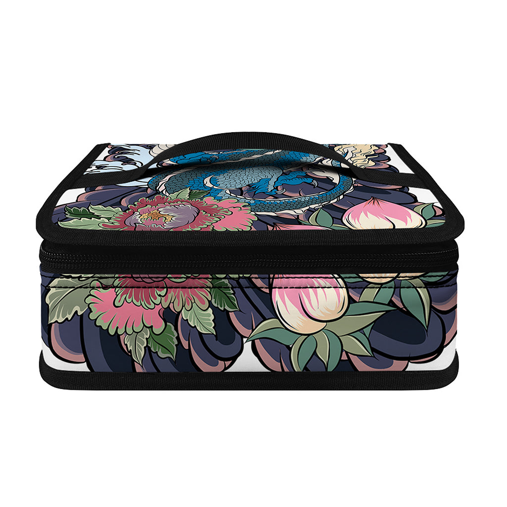 Blue Japanese Dragon Tattoo Print Small Lunch Bag