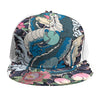 Blue Japanese Dragon Tattoo Print Snapback Cap