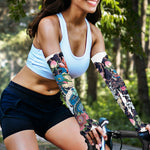 Blue Japanese Dragon Tattoo Print Sun Protection Arm Sleeves