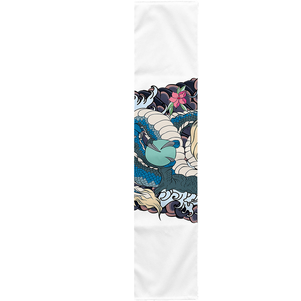 Blue Japanese Dragon Tattoo Print Table Runner
