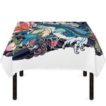 Blue Japanese Dragon Tattoo Print Tablecloth
