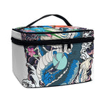 Blue Japanese Dragon Tattoo Print Travel Makeup Bag