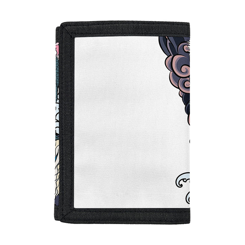 Blue Japanese Dragon Tattoo Print Trifold Wallet