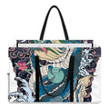 Blue Japanese Dragon Tattoo Print Utility Tote Bag