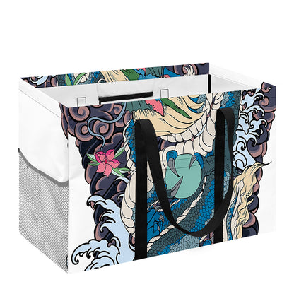 Blue Japanese Dragon Tattoo Print Utility Tote Bag
