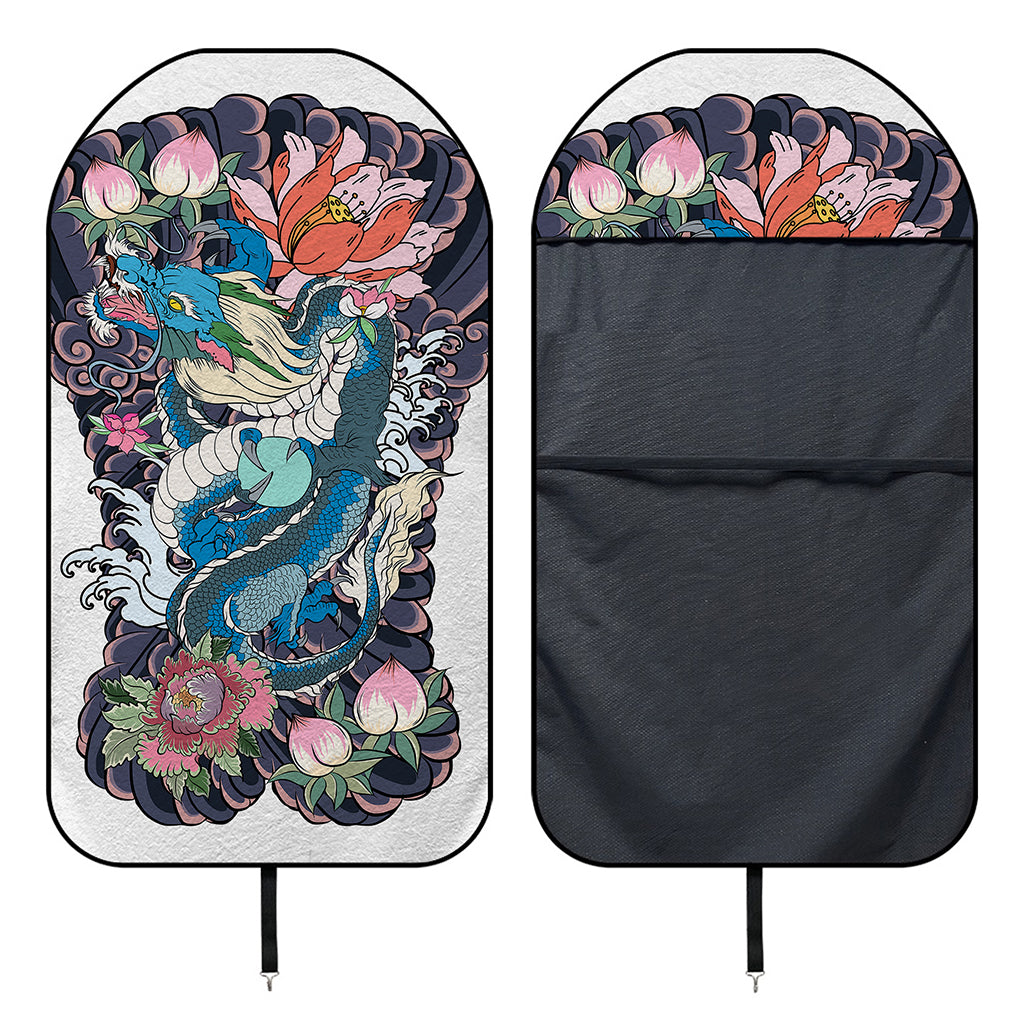 Blue Japanese Dragon Tattoo Print Waterproof Car Seat Cover
