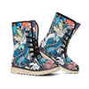 Blue Japanese Dragon Tattoo Print Winter Boots