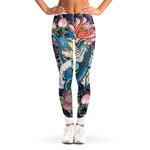 Blue Japanese Dragon Tattoo Print Women's Leggings