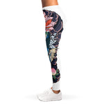 Blue Japanese Dragon Tattoo Print Women's Leggings