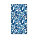 Blue Japanese Wave Pattern Print Baby Crib Sheet