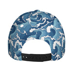 Blue Japanese Wave Pattern Print Baseball Cap