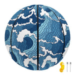 Blue Japanese Wave Pattern Print Basketball