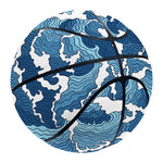 Blue Japanese Wave Pattern Print Basketball