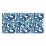 Blue Japanese Wave Pattern Print Beach Towel