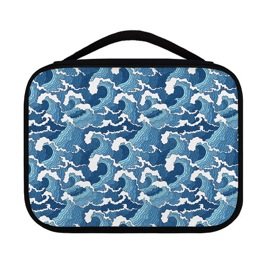 Blue Japanese Wave Pattern Print Classic Bible Case