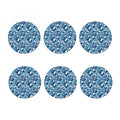 Blue Japanese Wave Pattern Print Coaster Set
