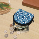 Blue Japanese Wave Pattern Print Coin Purse