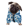 Blue Japanese Wave Pattern Print Dog Zip Up Hoodie