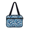 Blue Japanese Wave Pattern Print Double Strap Bible Bag