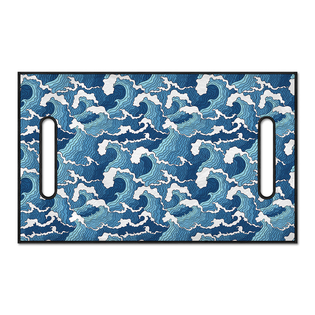 Blue Japanese Wave Pattern Print Golf Cart Seat Cover