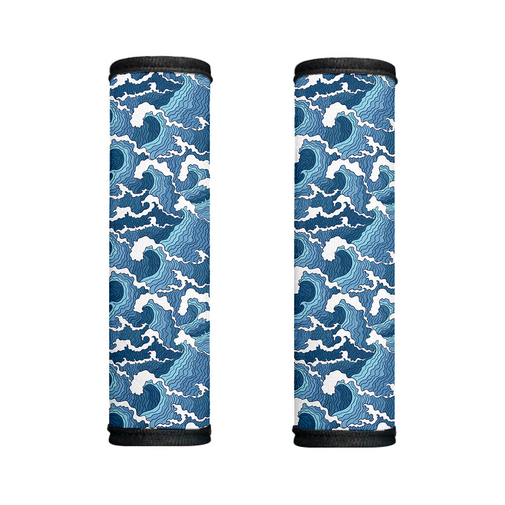 Blue Japanese Wave Pattern Print Handle Covers