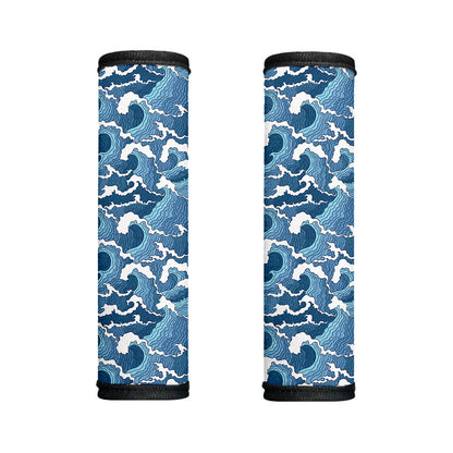 Blue Japanese Wave Pattern Print Handle Covers