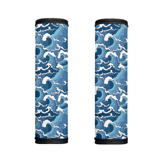 Blue Japanese Wave Pattern Print Handle Covers